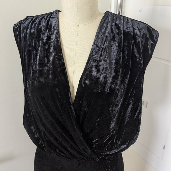 BCBGMAXAZRIA Black Crushed Velvet Evening Long Gown Size S - Picture 2 of 10
